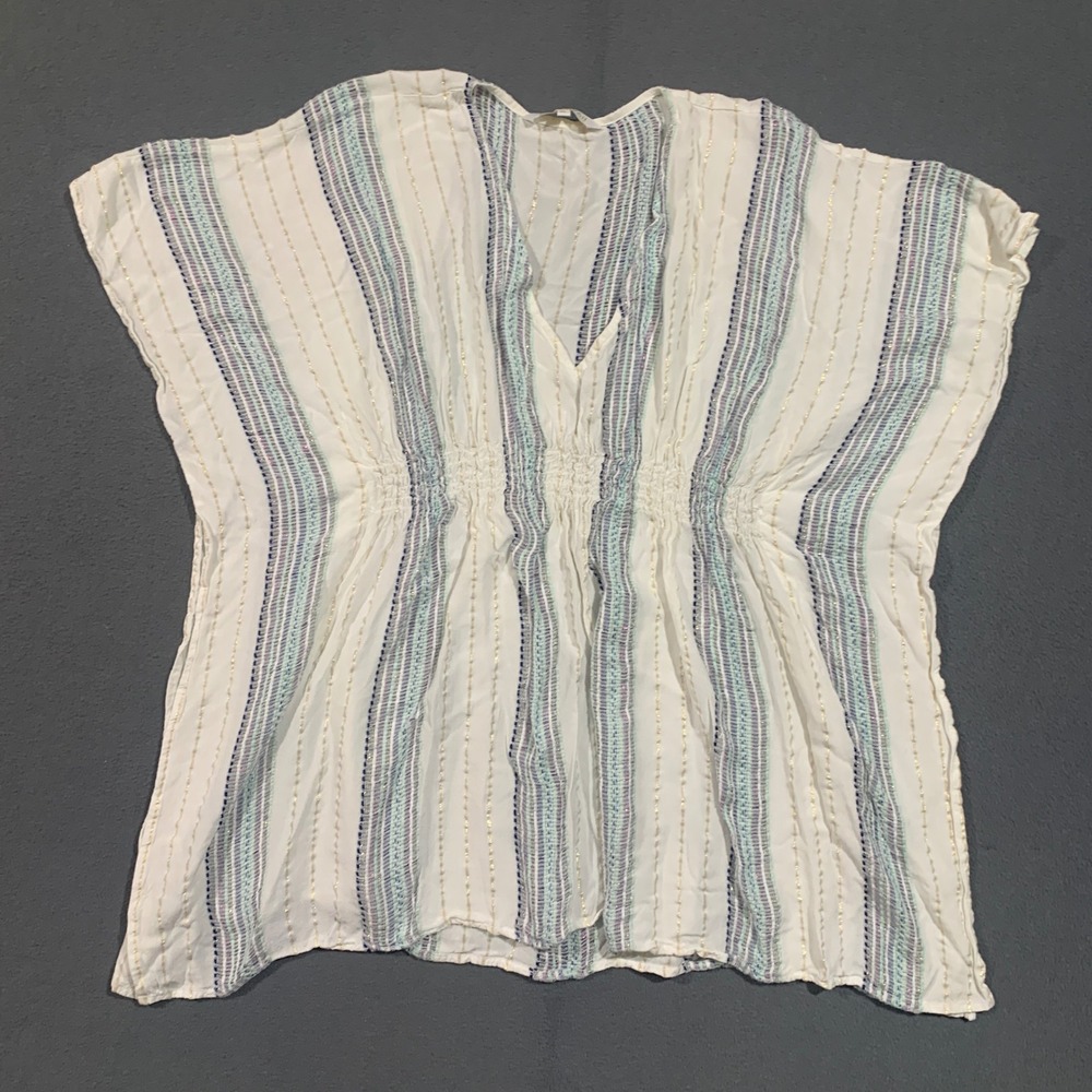 Shiraleah Chicago XL Swim‎ Cover Up Striped Metallic Lurex Kaftan Boho Swimwear